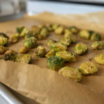 brussels sprouts on a baking sheet