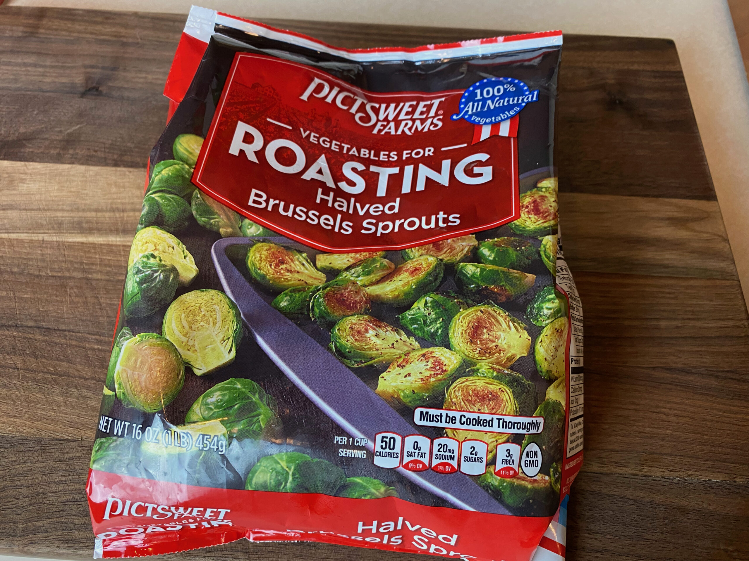 A bag of frozen brussels sprouts
