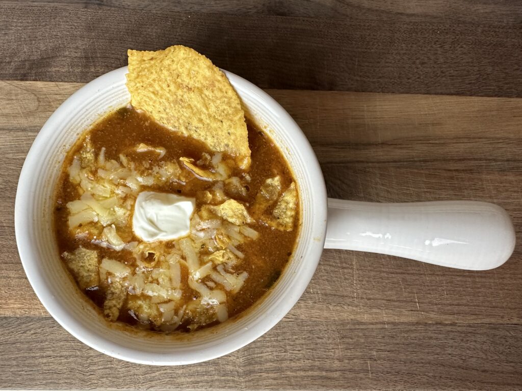 Delicious tortilla soup, the finished product
