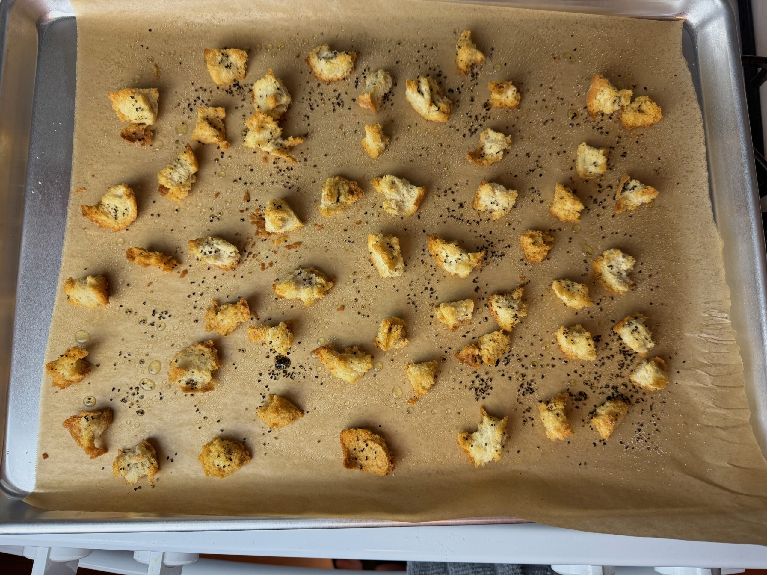 homemade croutons baked to perfection