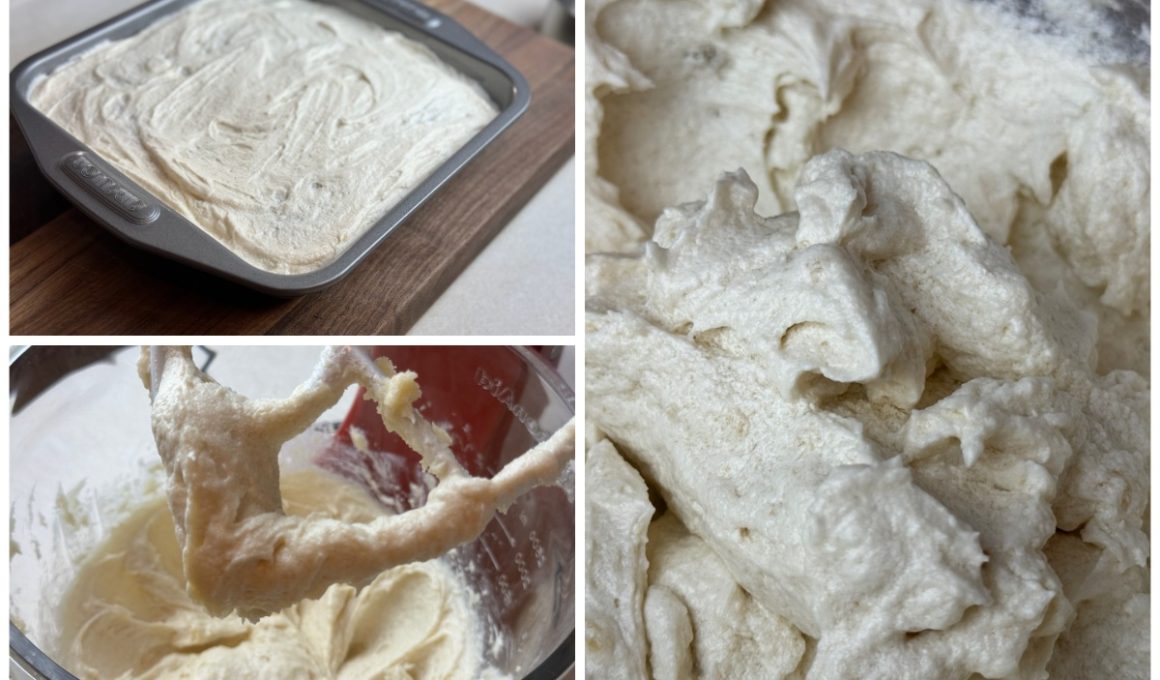 A montage of ermine frosting, a cream cheese frosting alternative. Also known as vanilla frosting or flour frosting.